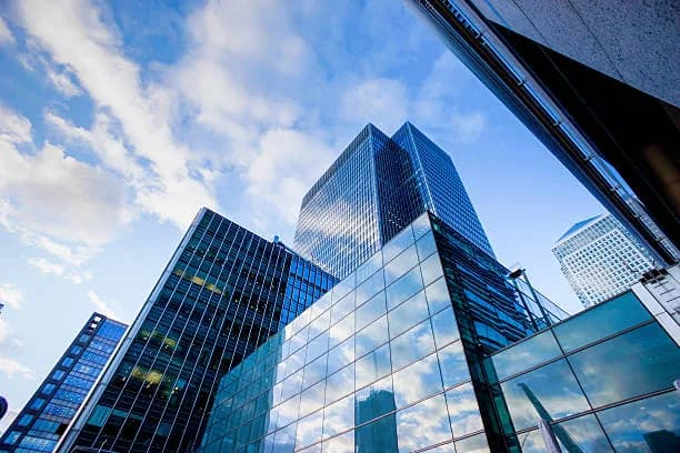 Glass skyscrapers reflecting the sky